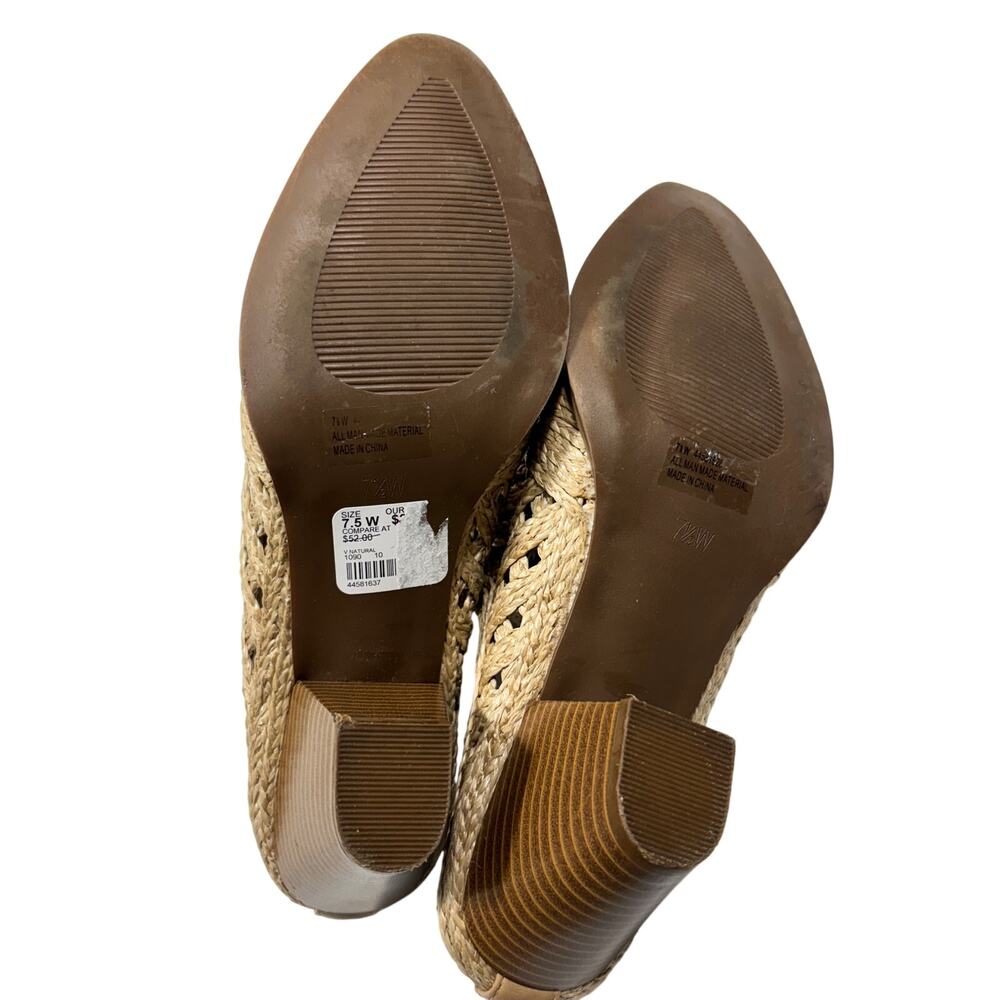 Comfort Est. 1946 Woven Raffia Jute Block Heel Mules 7.5W Natural Pointed Toe - Picture 8 of 8